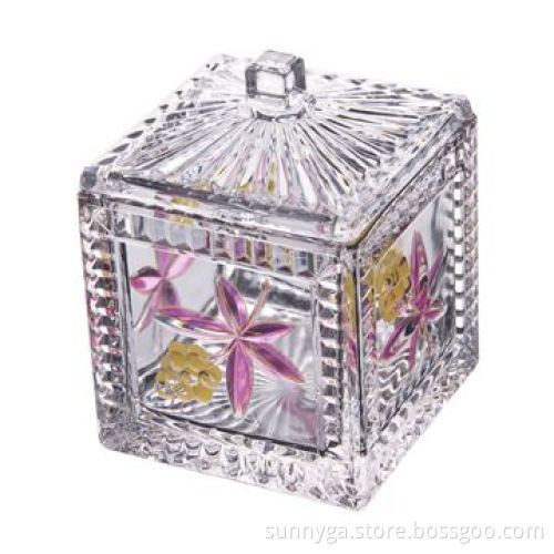Square Jar with Flower Pattern, Can be Frosted and Spaying Color, 1,244g Weight
